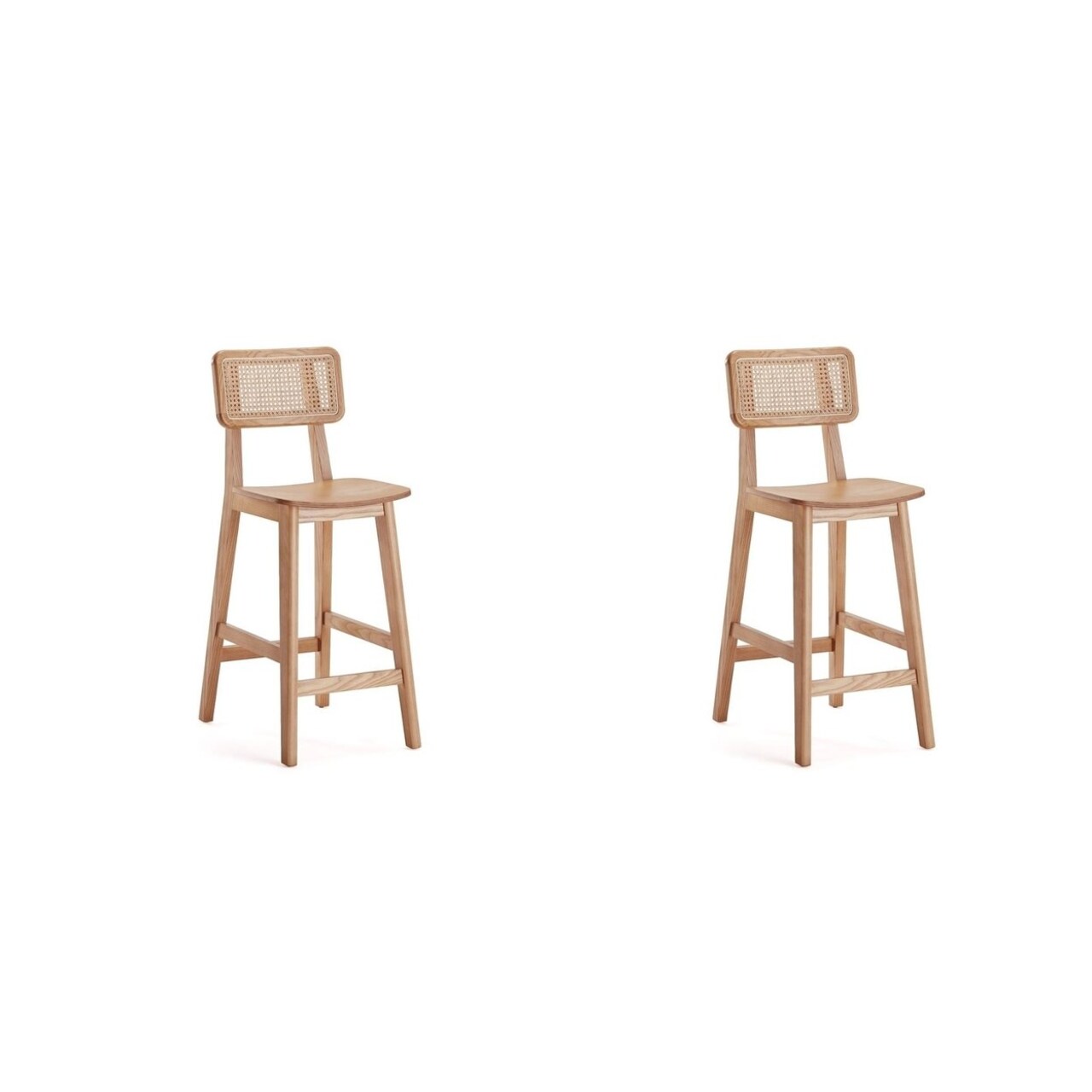 Manhattan Comfort Versailles Counter Stool and Natural Cane - Set of 2